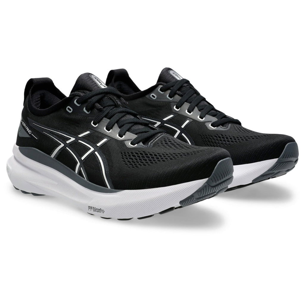 ASICS GEL-Kayano 31 Noir-Blanc / Black-White — vue avant extérieure (1011B867-002)