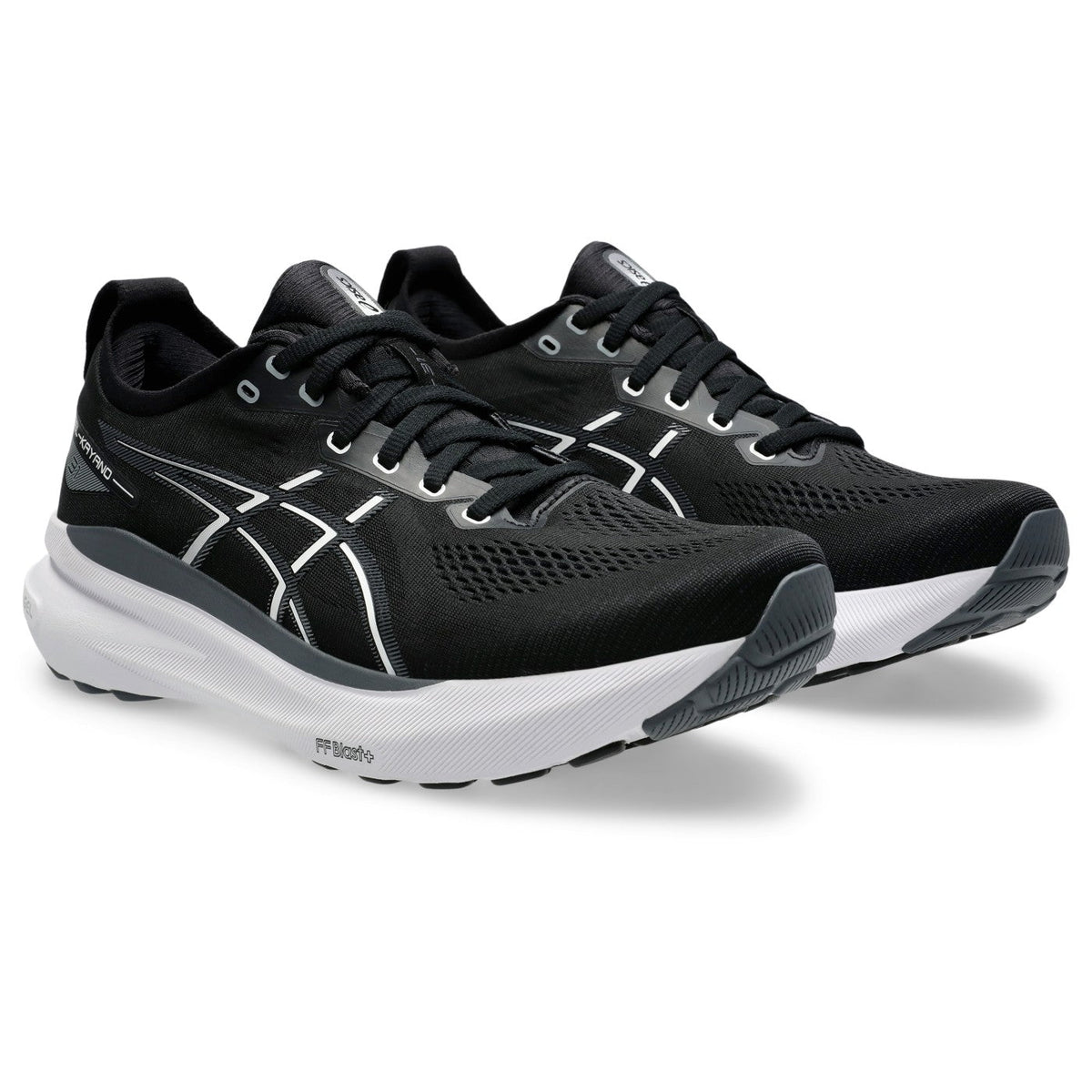 ASICS GEL-Kayano 31 Noir-Blanc / Black-White — vue avant extérieure (1011B867-002)