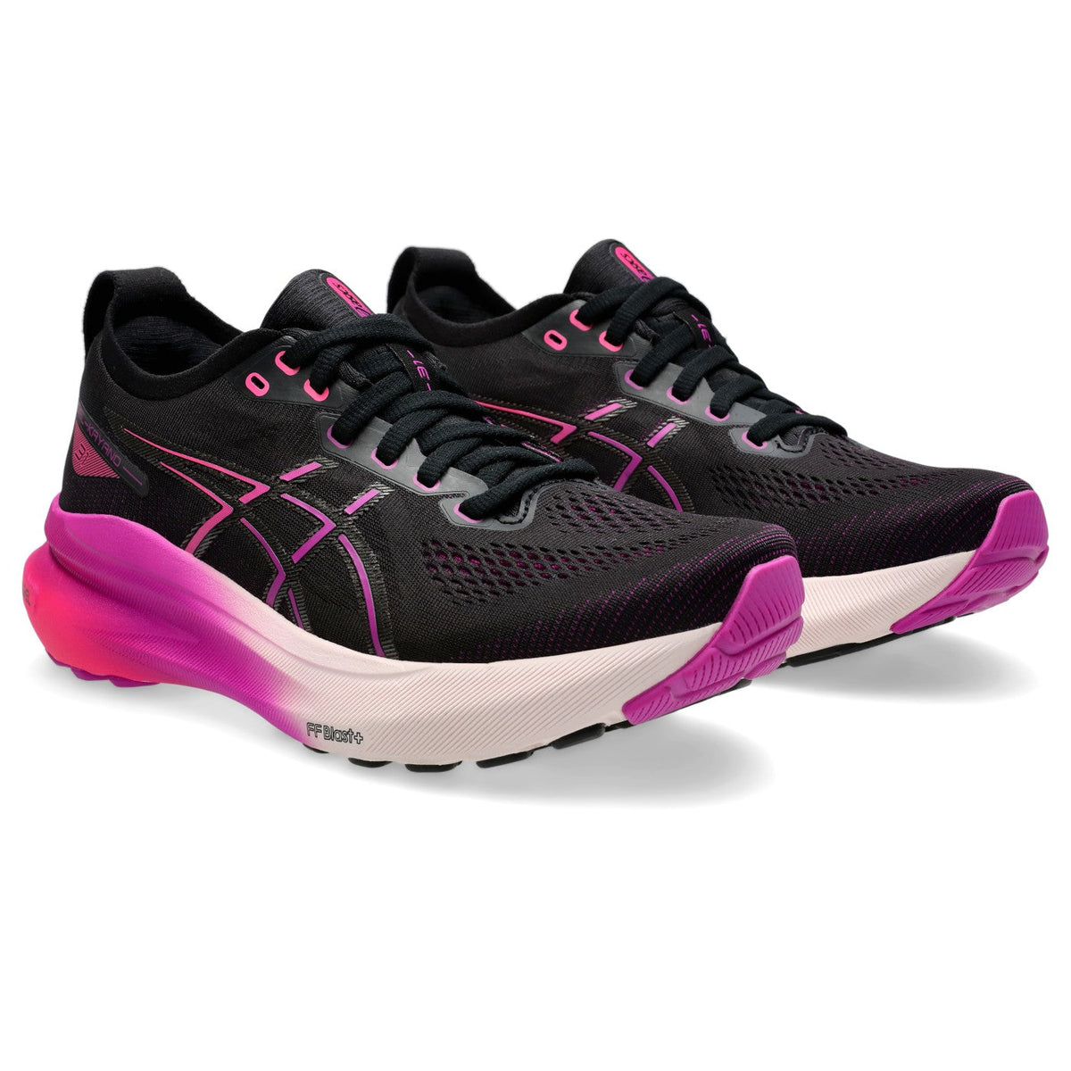 ASICS GEL-Kayano 31 Noir-Violet / Black-Bold Magenta — vue avant extérieure (1012B670-003)