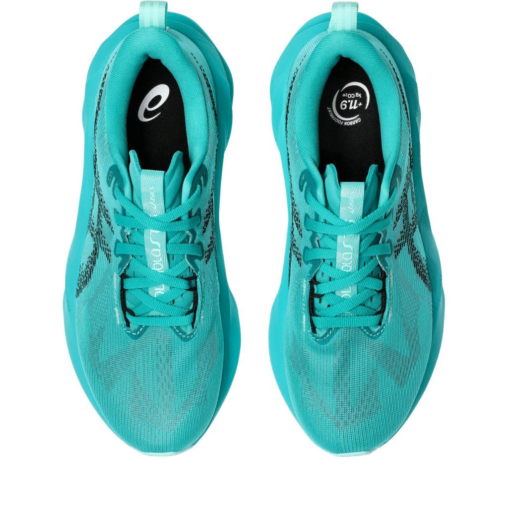 ASICS Novablast 5 Femme Vert pétrole / Wave Teal-Black — vue dessus (1012B765-401)